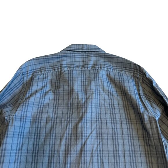 Burberry London Blue on Blue Plaid Button Down Shirt Top Size XL Tailored Men's - Picture 8 of 14